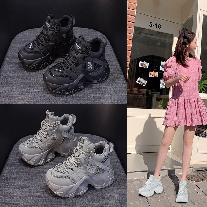 日本品质厚底老爹鞋女2025年秋季新款内增高网红同款休闲百搭时尚