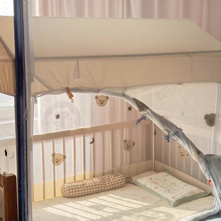 儿童床防蚊帐尺寸包拼接床F99M659J摔榻榻米蒙古婴儿宝宝床防全底