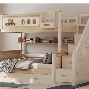 儿童床双层床上下床滑滑梯男孩女孩实木子母床小户型上下铺高低床