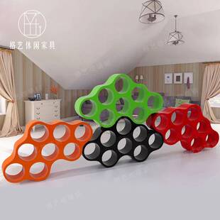 创意玻璃钢吧孔书架艺术隔断美陈置物架异形树杈自由组合拼接架子