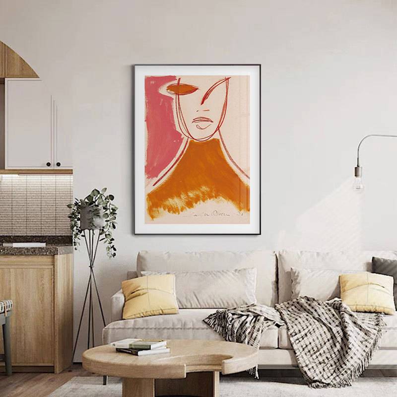 波兰艺术家抽象几何人物装饰画趣味插画风挂画简约线条客厅卧室图片
