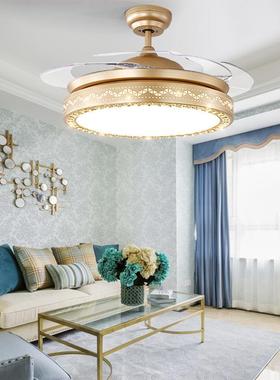 简居约现l代隐形风扇e灯FAUd吊灯家灯饰卧室遥控客厅吊扇灯