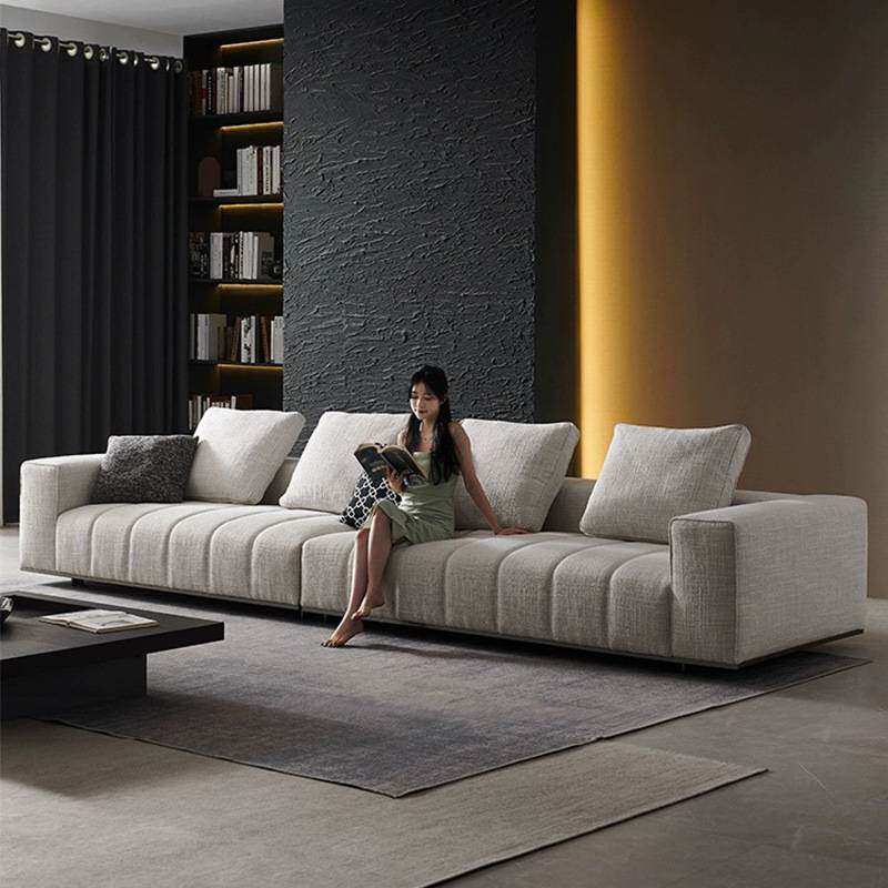 设计师古德曼钢琴键沙发客厅大户型平层意式极简高档棉麻布艺沙发
