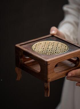 黑胡桃木温茶花茶壶炉蜡烛茶加热烤茶炉家用酒茶店保温00258煮器