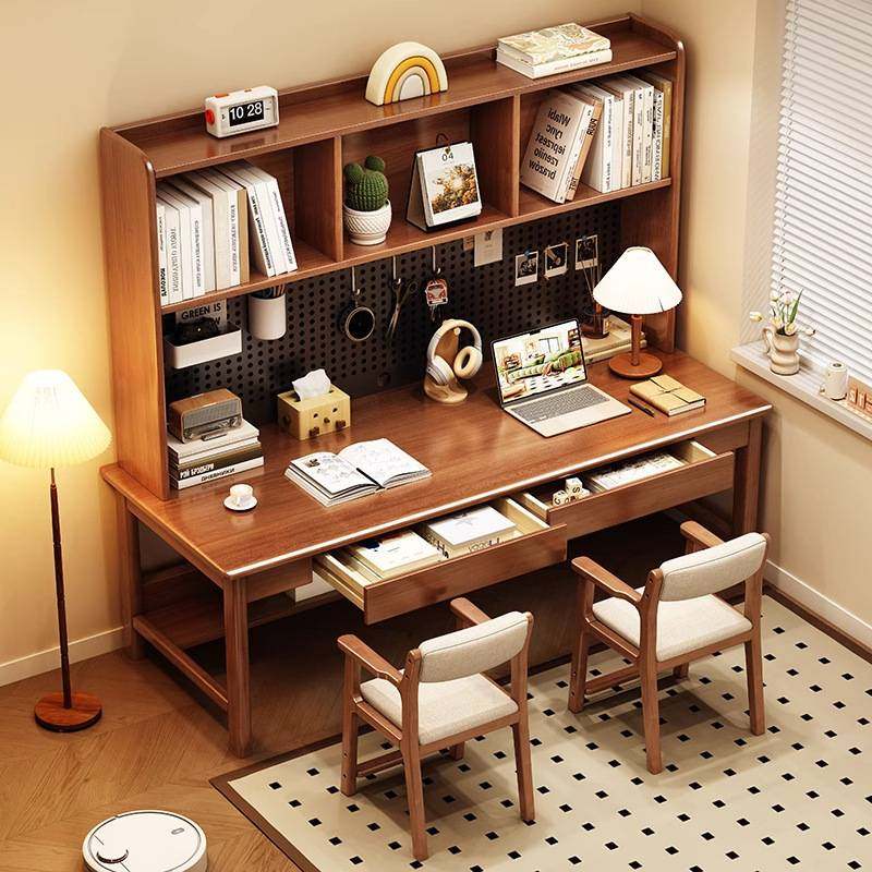 实木双人书桌书架一体学习桌带洞洞板电脑桌家用办公桌学生写字桌,玩具/童车/益智/积木/模型,垂直悬浮玩具,淘宝优惠券,粉丝福利购,淘宝优惠卷