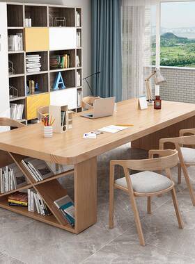 厅现代简约实办公桌椅工EVJ作台家客学用生学习桌书房木画画书法