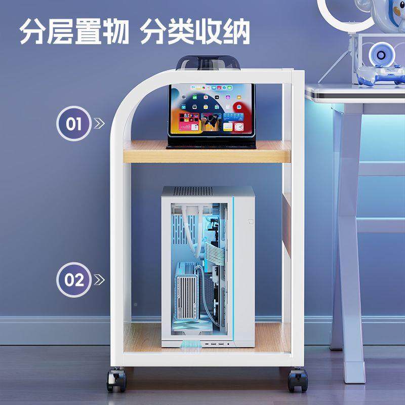 移动主机柜收架纳多层景带轮下电脑主机托电竞房桌带轮海房ZKU机