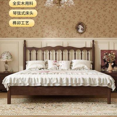 美式乡村民实SHG木床1.5米现代简约复古法式.81米耐双人床宿用温