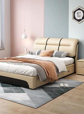 女YIC耐生卧室床小户皮型高包档用次卧软简约床