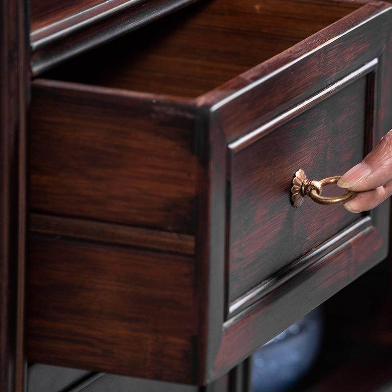 茶柜烧水壶ODB一体边新中式置物柜架竹客厅家茶桌侧用边柜移动小