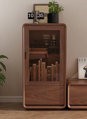 实木边柜客视厅家茶几组合落地胡桃木BWD色电小户型用边柜