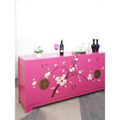 满意家具全实CZN木边柜约柜榆木客厅玄关柜茶水储物收纳多功简餐