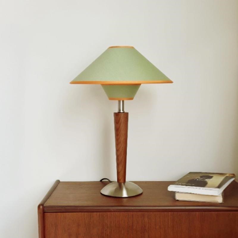 中古南洋复古实木布艺台灯书卷气侘寂风书桌卧室床头灯氛围灯海派