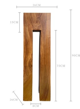 侘寂风实木墩底座中古风方柱子家用客厅茶室玄关木雕几何复古摆件