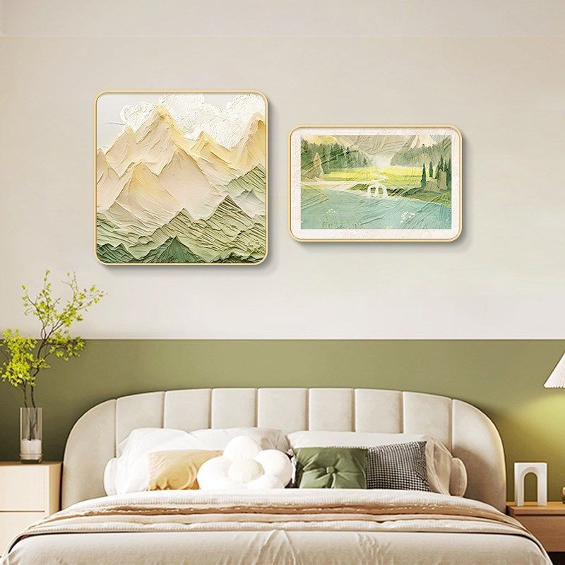 奶油风卧室床头挂画小清新主卧装饰画2024新款高级感女孩房间壁画