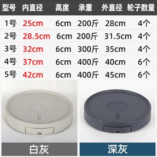 圆形花盆托盘带轮水抽试花盘底座可移动万向轮滑轮接水盘加厚大号