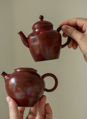 蕴华堂 粉引手捏高端茶壶球孔过滤正把壶陶瓷泡茶壶功夫茶具单壶