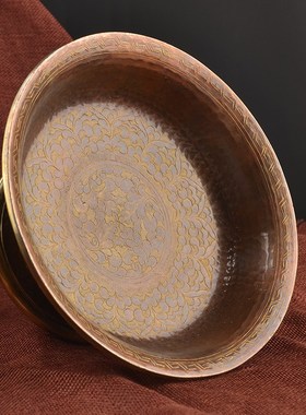 护法杯纯铜古色八吉祥尼泊尔雕花供杯密宗具供酒杯家用供奉圣水杯