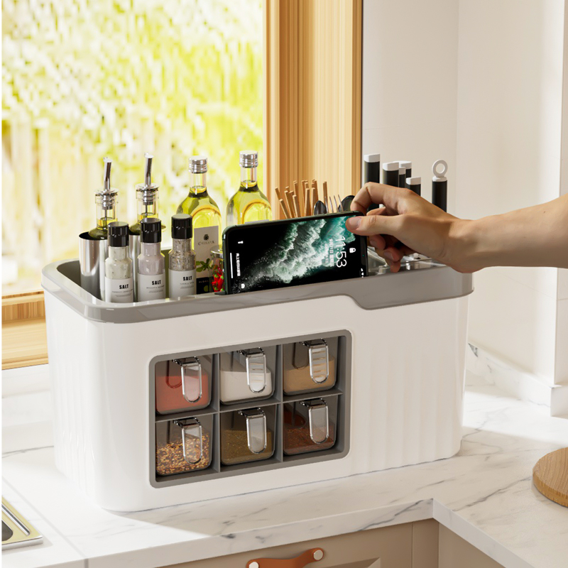 调料盒组合套装厨房多功能调味品盐罐调料瓶塑料刀架收纳盒置物架