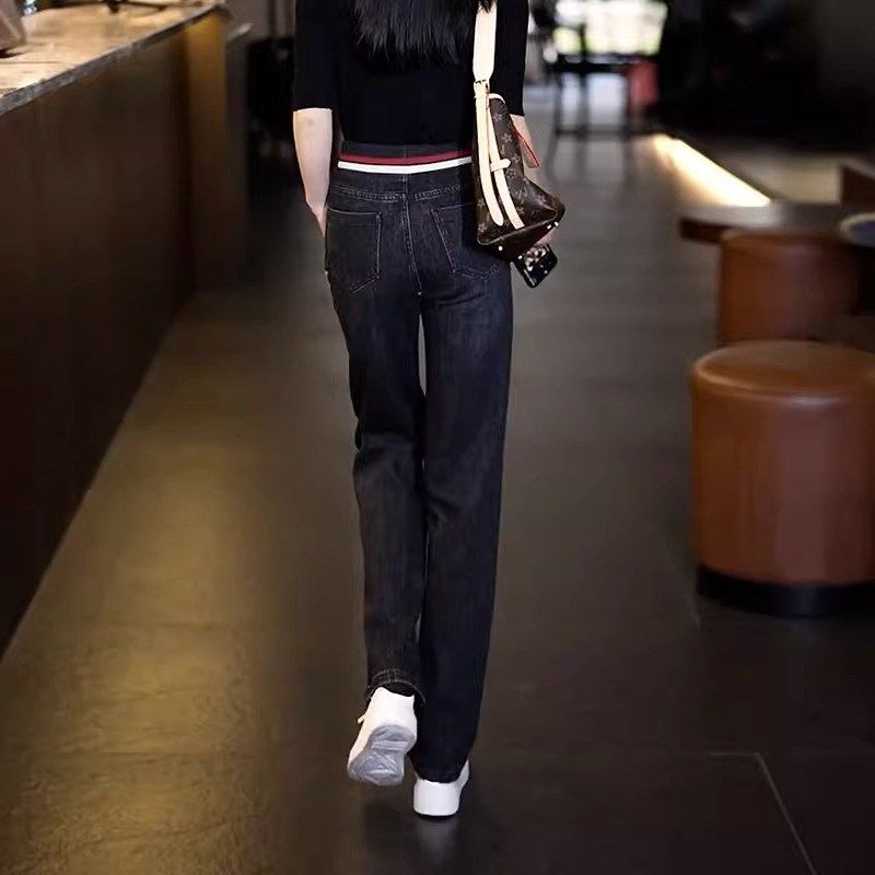 窄版阔腿牛仔裤女秋季2024新款直筒宽松小个子高腰显瘦松紧女裤子,女装/女士精品,牛仔裤,淘宝优惠券,粉丝福利购,淘宝优惠卷
