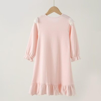 24秋冬加厚长袖女童连衣裙中大童睡裙亲子家居服纯棉舒适透气睡衣