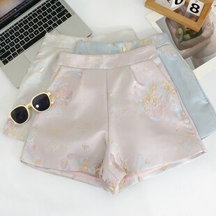 新中式复古气质盘扣短袖旗袍连衣裙+高腰显瘦阔腿短裤两件套女