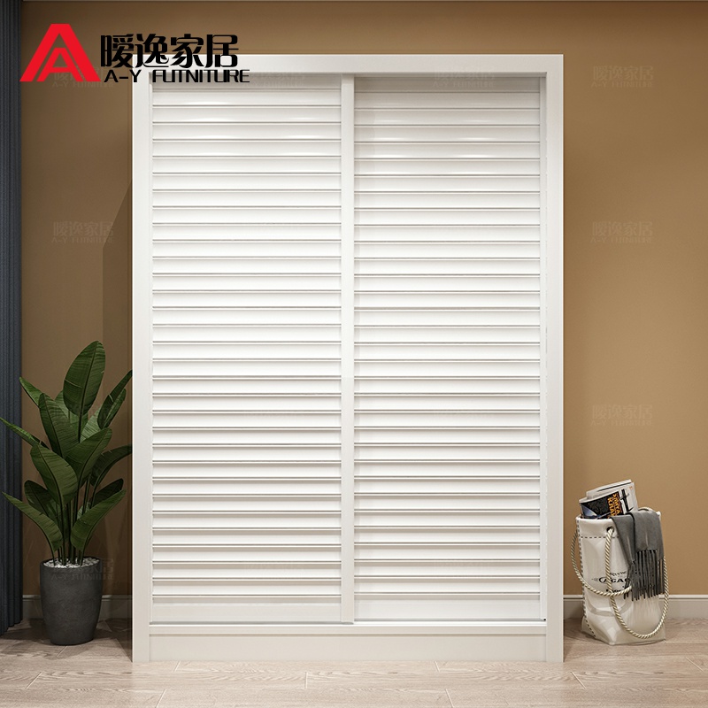 暧逸环保板式两门衣柜移门推拉门卧室趟门大衣橱整体定制衣帽间