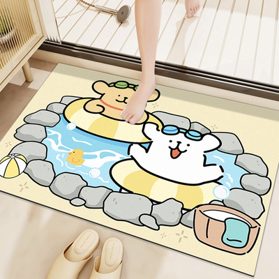 网红小狗矽藻泥吸水地垫蜡笔小新浴室防滑厕所化妆室脚垫洗手间跨