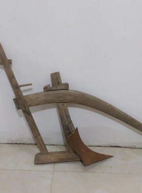 民俗老物件农村旧农耕工具木犁木耙农具木车怀旧复古装饰道具摆件