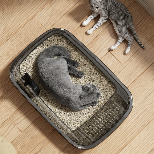猫砂盆半封闭式开放防溅猫屎盆超大号猫厕所大号加厚猫咪幼猫便盆
