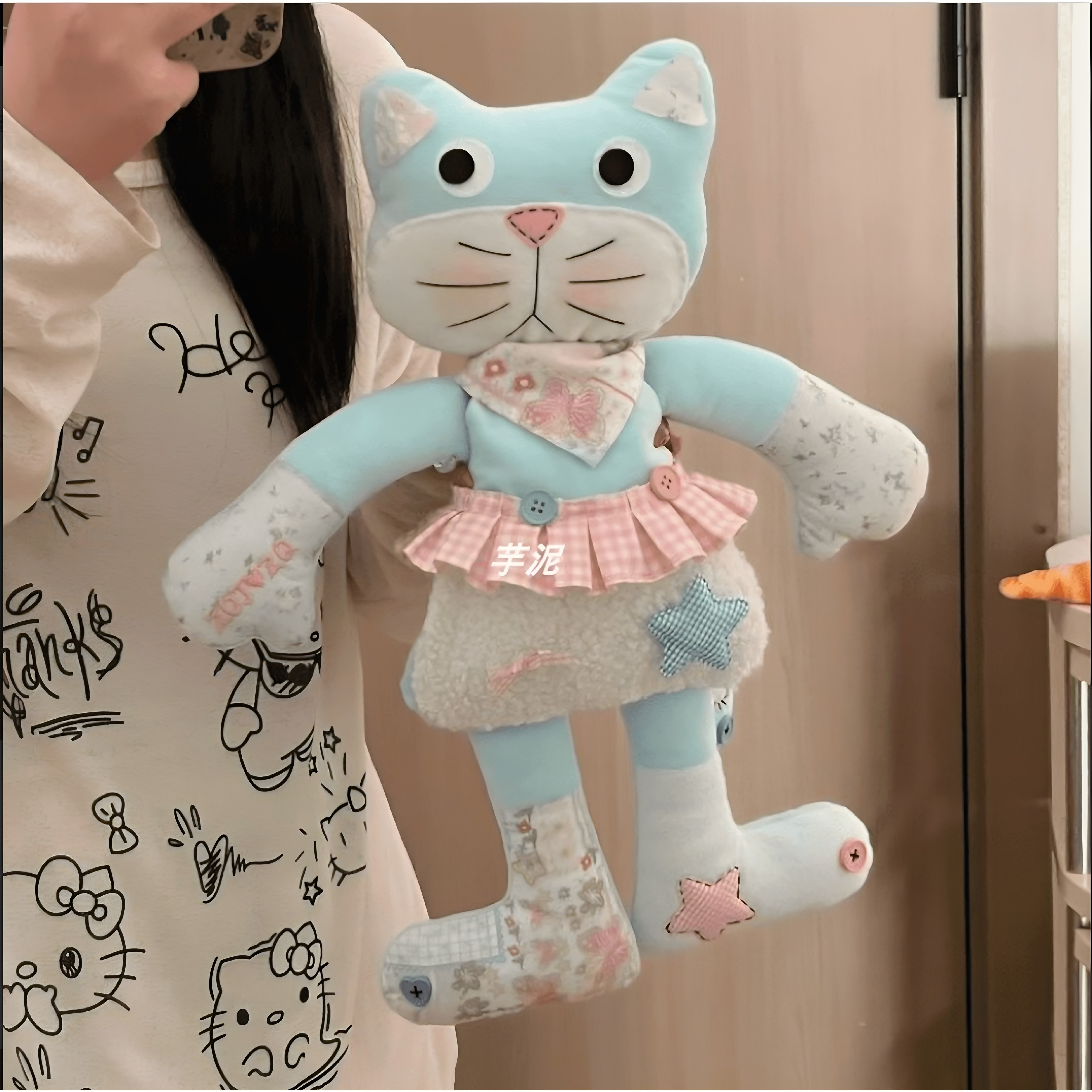 可爱小猫咪安抚哄睡娃娃手工diy毛绒玩偶手缝材料包毛绒创意礼品