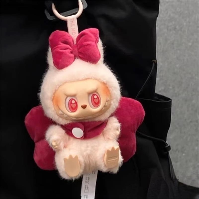 labubu一二三代娃衣蝴蝶结公仔手办潮衣服挂件惊喜搪胶拉布布玩偶
