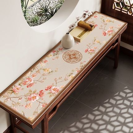 现货速发新中式条案桌垫条几供桌台面皮革长条保护垫子防水防尘玄