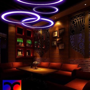 快速发货酒吧氛围灯清吧圈圈七彩网红G酒馆烤吧火锅店顶部装饰吊