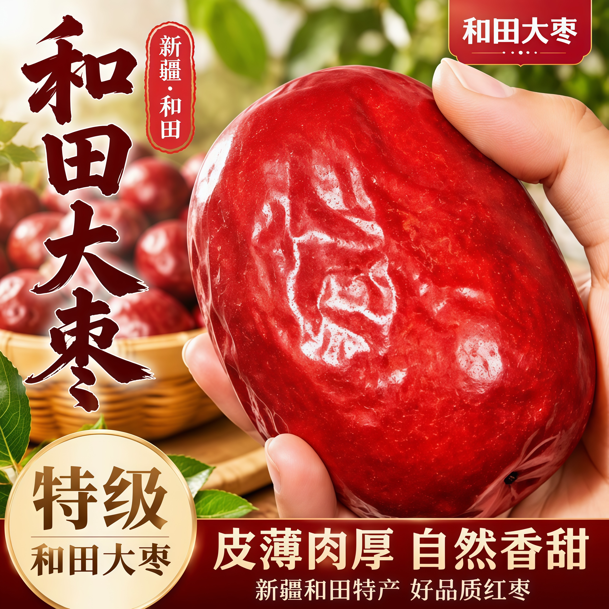新疆红枣特级和田大枣特产玉枣大红枣子蜜枣零食果干官方旗舰店