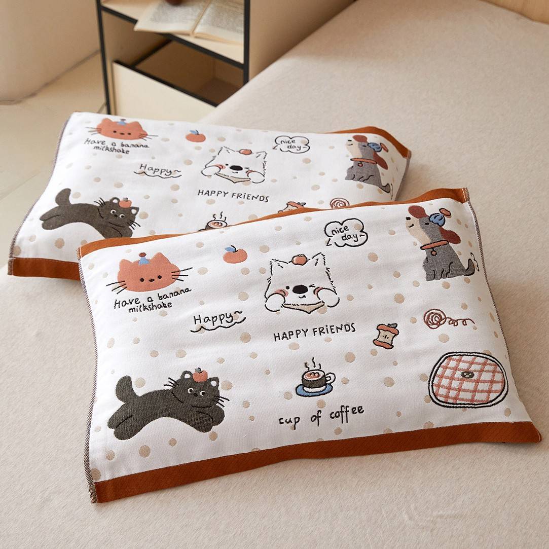 【官方旗舰店正品】纱布枕巾纯棉一对轻奢高级感等品罗兰度A类儿