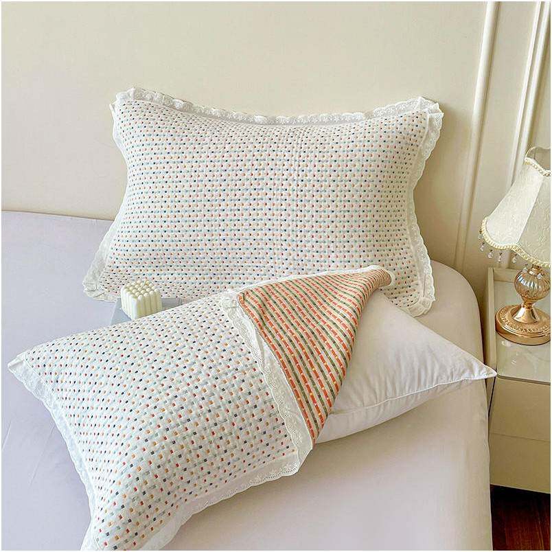 【官方旗舰店正品】纱布枕巾纯棉一对轻奢高级感等品米白简约清新