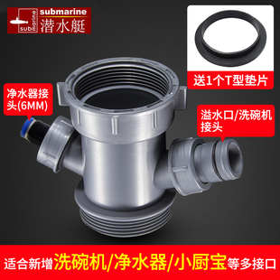 潜水艇厨房洗菜盆净水器洗碗机下水管配件水槽排水管接头三通四通