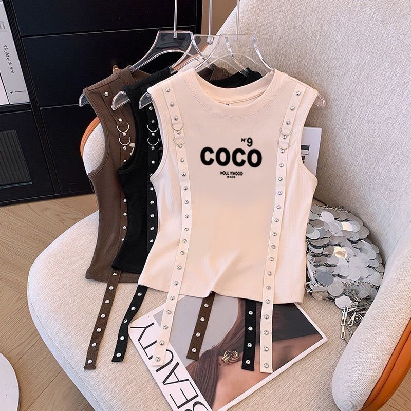 中大童设计感甜酷风字母印花吊带背心无袖背带T恤上衣女童新款ins,童装/婴儿装/亲子装,背心吊带,淘宝优惠券,粉丝福利购,淘宝优惠卷