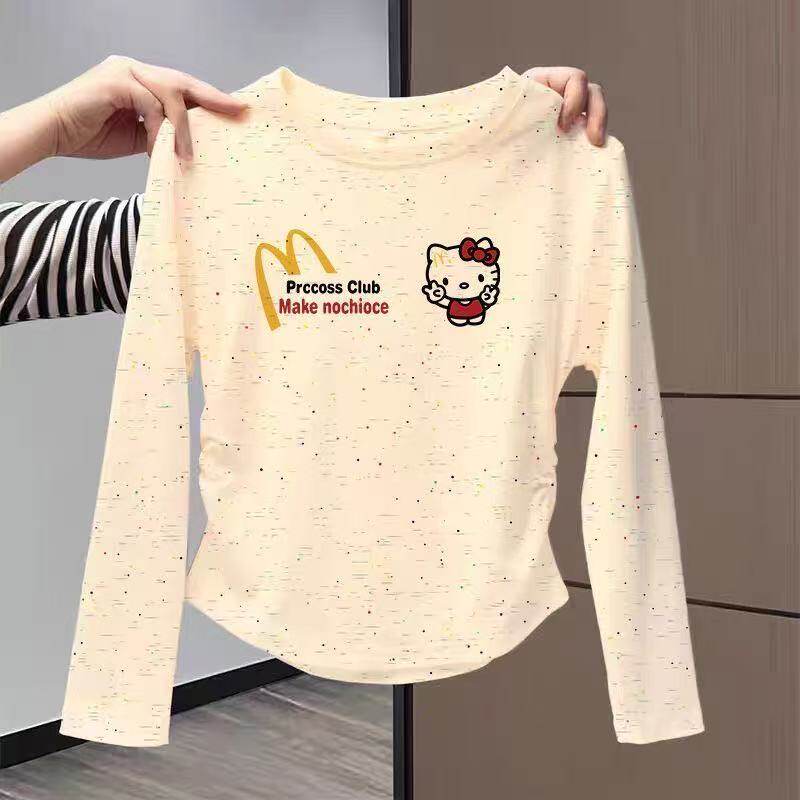 女童圆领上衣2025新款中大童款彩点印花春秋冬季别致纯棉长袖T恤,童装/婴儿装/亲子装,T恤,淘宝优惠券,粉丝福利购,淘宝优惠卷