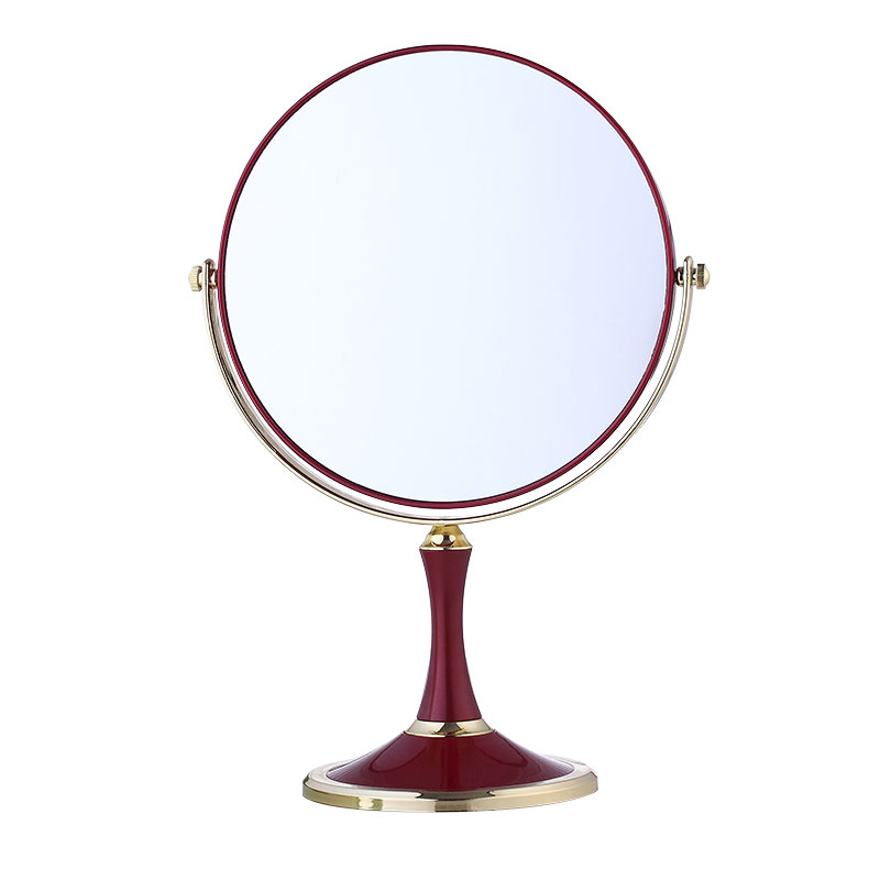 台式化妆镜子 大号双面台式镜y欧式 时尚公主梳妆镜 红色结婚镜子