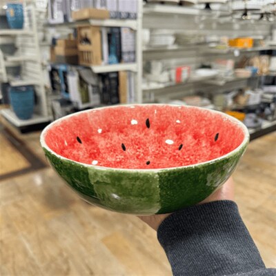 夏天不止要吃西瓜还要用西u瓜碗 高颜值卡通陶瓷碗西瓜饭碗餐具