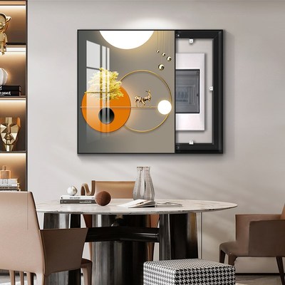 轻奢竖版电表箱装饰o画遮挡开关盒信号箱挂画客厅电表盒配电箱壁