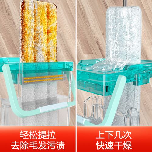 免手洗平板带桶一体刮水r拖把刮刮乐懒人家用一拖净神器墩布桶套
