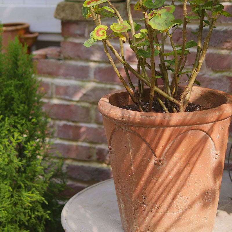 欧式浮雕雕花杯形粗红陶做旧复古地中海金O杯奖杯大花盆土陶盆