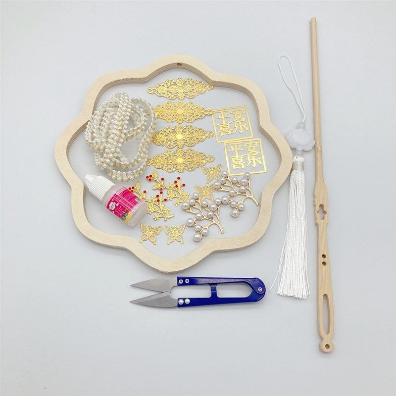 自制蚕丝扇子材料蚕丝扇骨架diy材料包蚕宝宝吐丝团扇Z框架无蚕茧图片