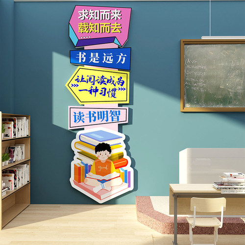 阅读文化墙贴面布置装饰绘本馆环C创阅览室区图读书角教室班级文