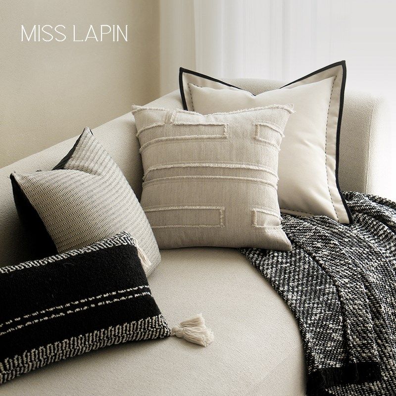 澜品黑白立体流苏抱枕靠垫样板间沙发靠枕装饰枕床头X腰枕高级轻,居家布艺,靠垫/抱枕,淘宝优惠券,粉丝福利购,淘宝优惠卷