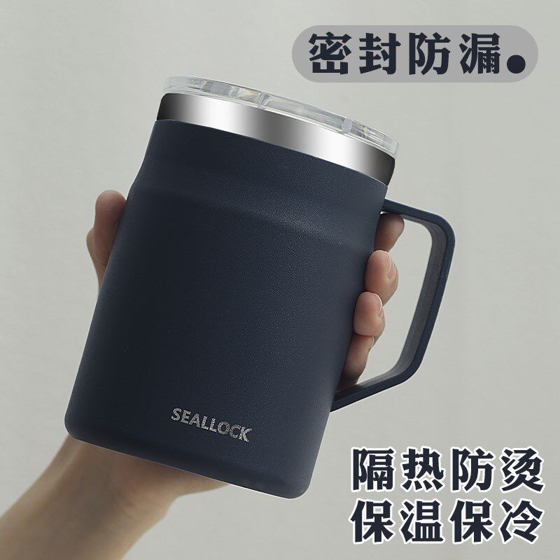 304不锈钢马克杯带盖带勺子男生办公室喝M水杯咖啡杯大容量茶缸杯