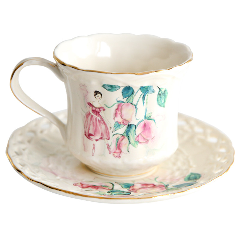 粉色郁金香描金咖啡杯法式复古欧式宫廷咖啡杯碟英式X下午茶红茶,餐饮具,咖啡杯,淘宝优惠券,粉丝福利购,淘宝优惠卷